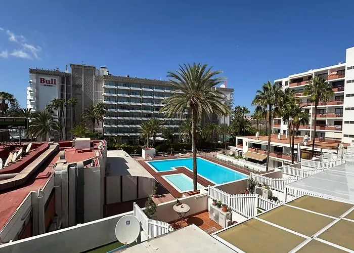 Danubio, Modernes Mit Poolblick Und Seitlichem Meerblick, Wohnzimmer Und 1 Schlafzimmer, 4 Etage, Im Herzen Von Playa Del Ingles, Gran Canaria 아파트 플라야 델 잉글스